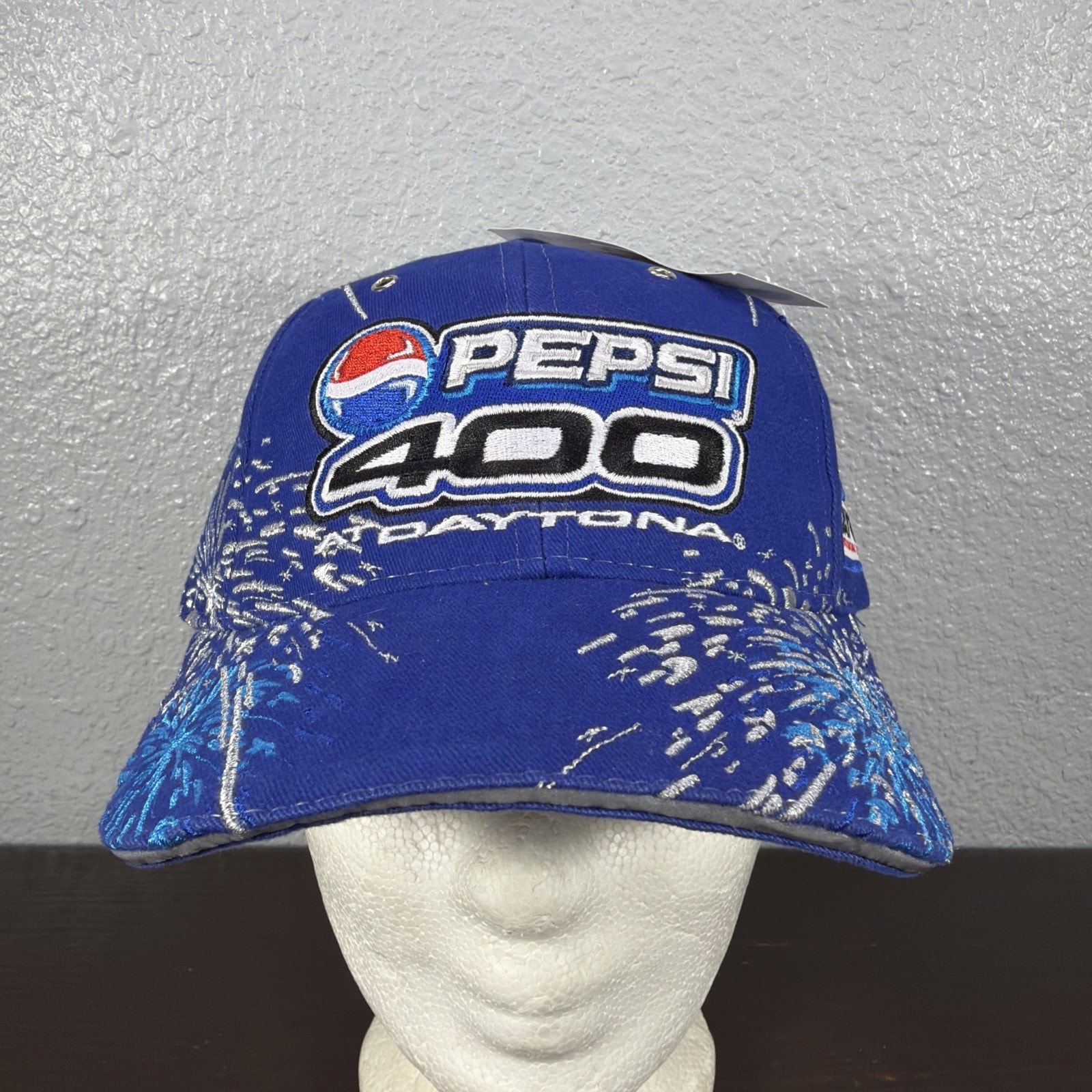 Vintage Daytona 400 Nascar Hat Cap Strap Back Y2k Pepsi Embroidered Fireworks
